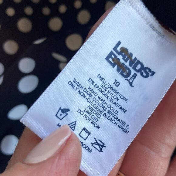 Land’s End Plus Regular reversible bikini bottom black diagonal Polka Dot Var - Picture 7 of 9